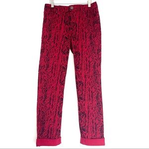 High rise reptile snake animal print skinny jeans - Red and Black